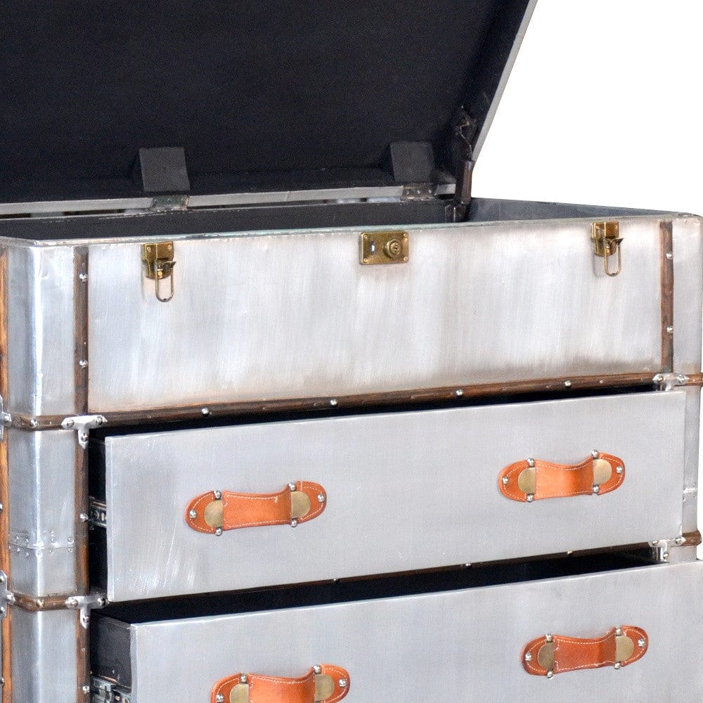 42" Silver Aluminum Four Drawer Standard Dresser