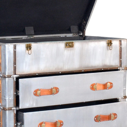 42" Silver Aluminum Four Drawer Standard Dresser