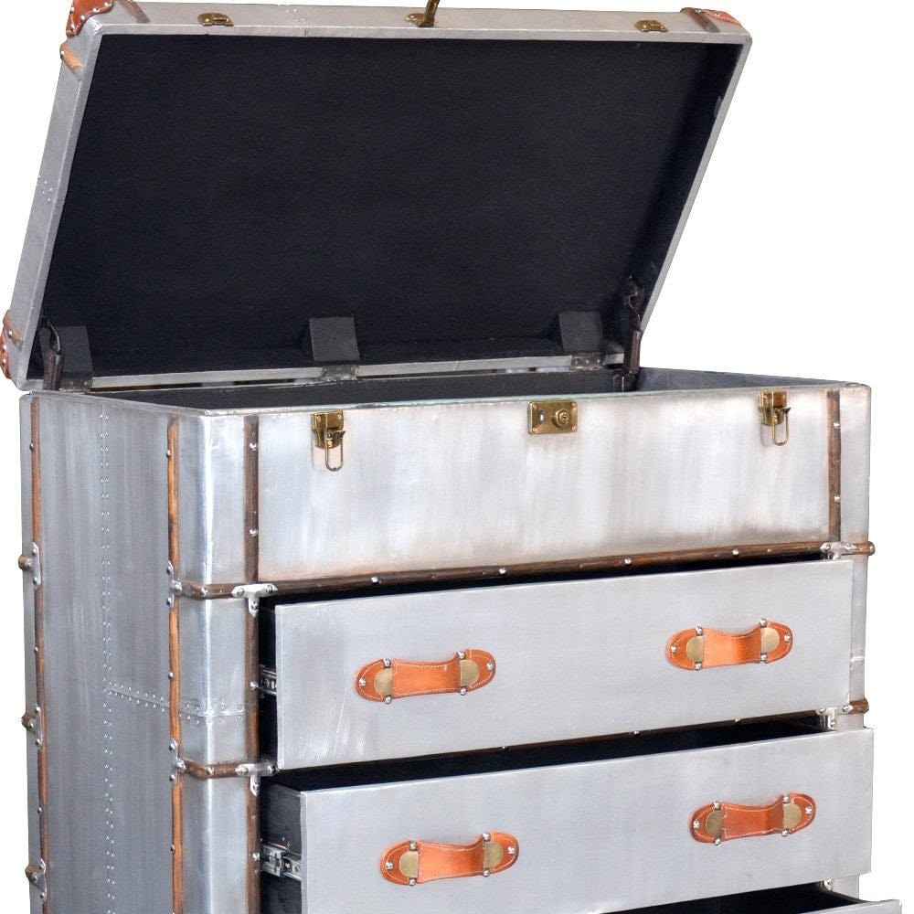 42" Silver Aluminum Four Drawer Standard Dresser