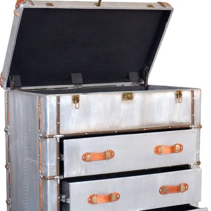 42" Silver Aluminum Four Drawer Standard Dresser