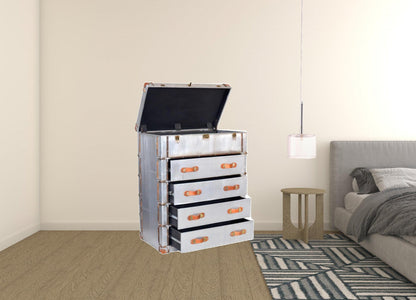 42" Silver Aluminum Four Drawer Standard Dresser