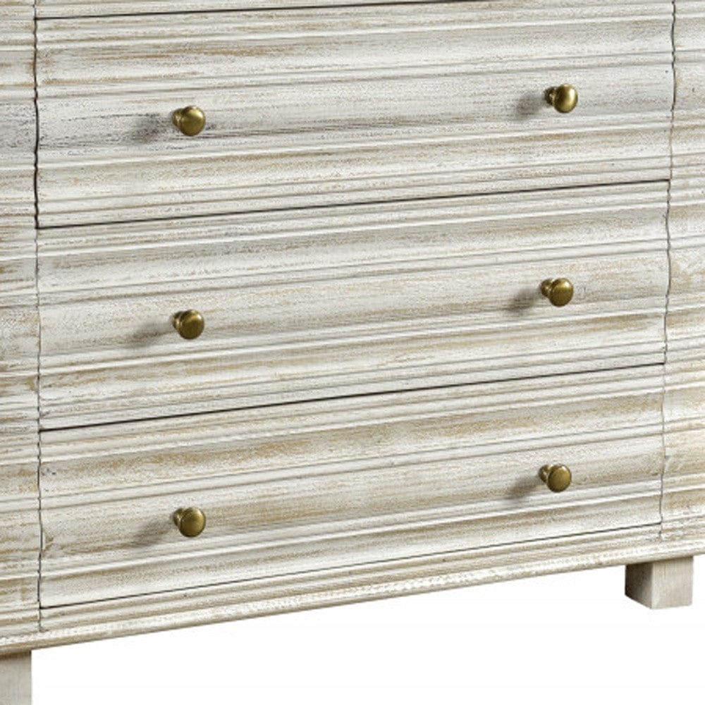 60" White Wash Solid Wood Seven Drawer Standard Dresser