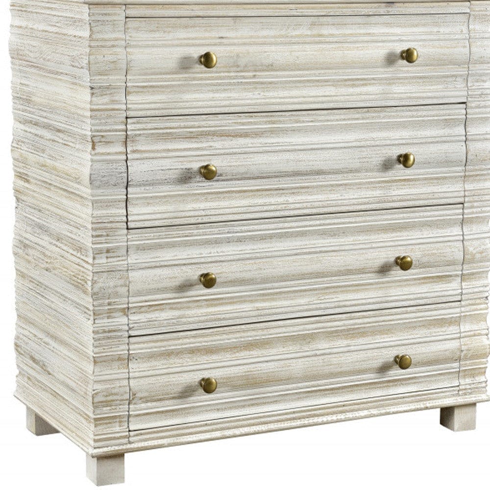 60" White Wash Solid Wood Seven Drawer Standard Dresser