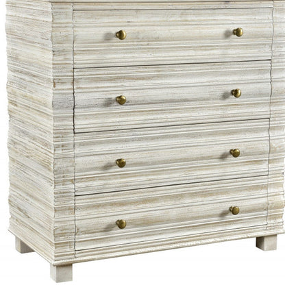 60" White Wash Solid Wood Seven Drawer Standard Dresser