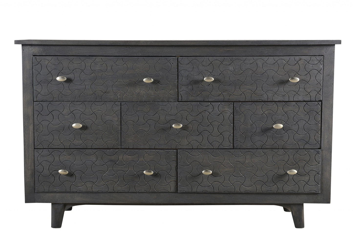 60" Gray Wash Solid Wood Seven Drawer Triple Dresser
