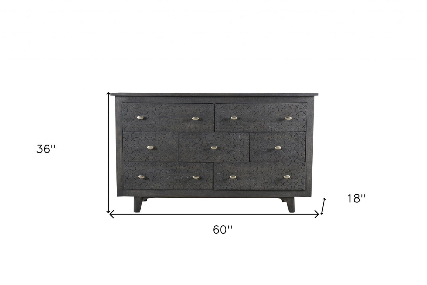 60" Gray Wash Solid Wood Seven Drawer Triple Dresser