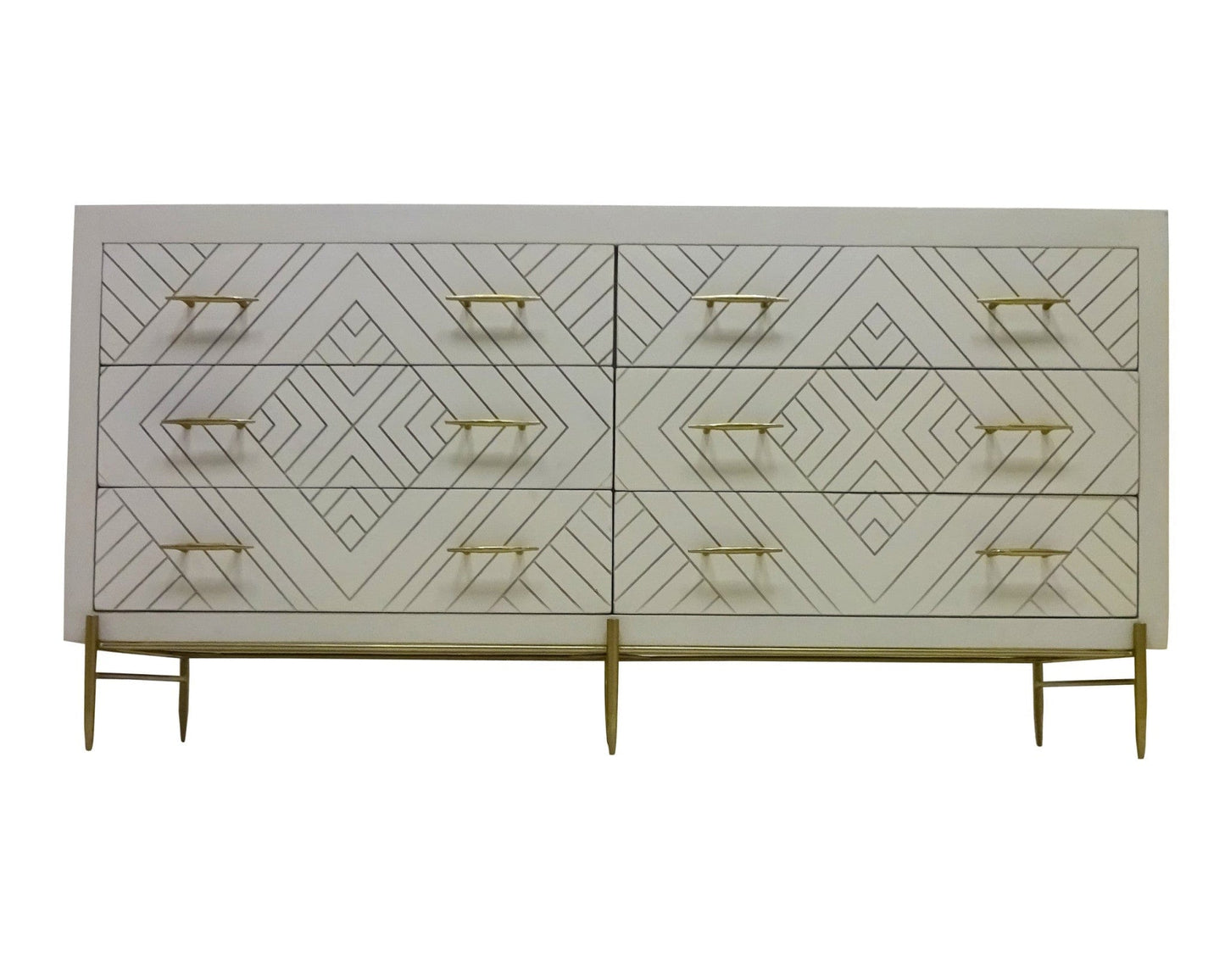 72" Ivory Solid Wood Six Drawer Double Dresser