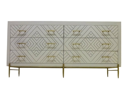 72" Ivory Solid Wood Six Drawer Double Dresser