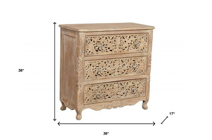 36" Antique White Solid Wood Three Drawer Standard Dresser