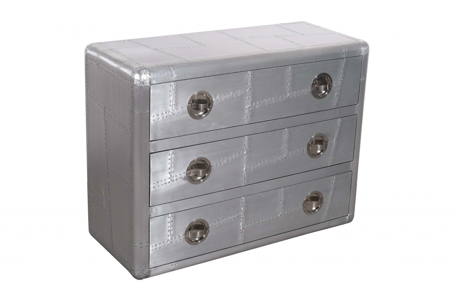 42" Silver Aluminum Three Drawer Standard Dresser