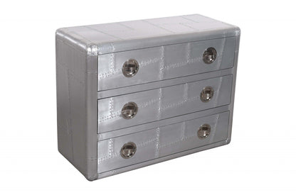 42" Silver Aluminum Three Drawer Standard Dresser