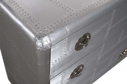 42" Silver Aluminum Three Drawer Standard Dresser
