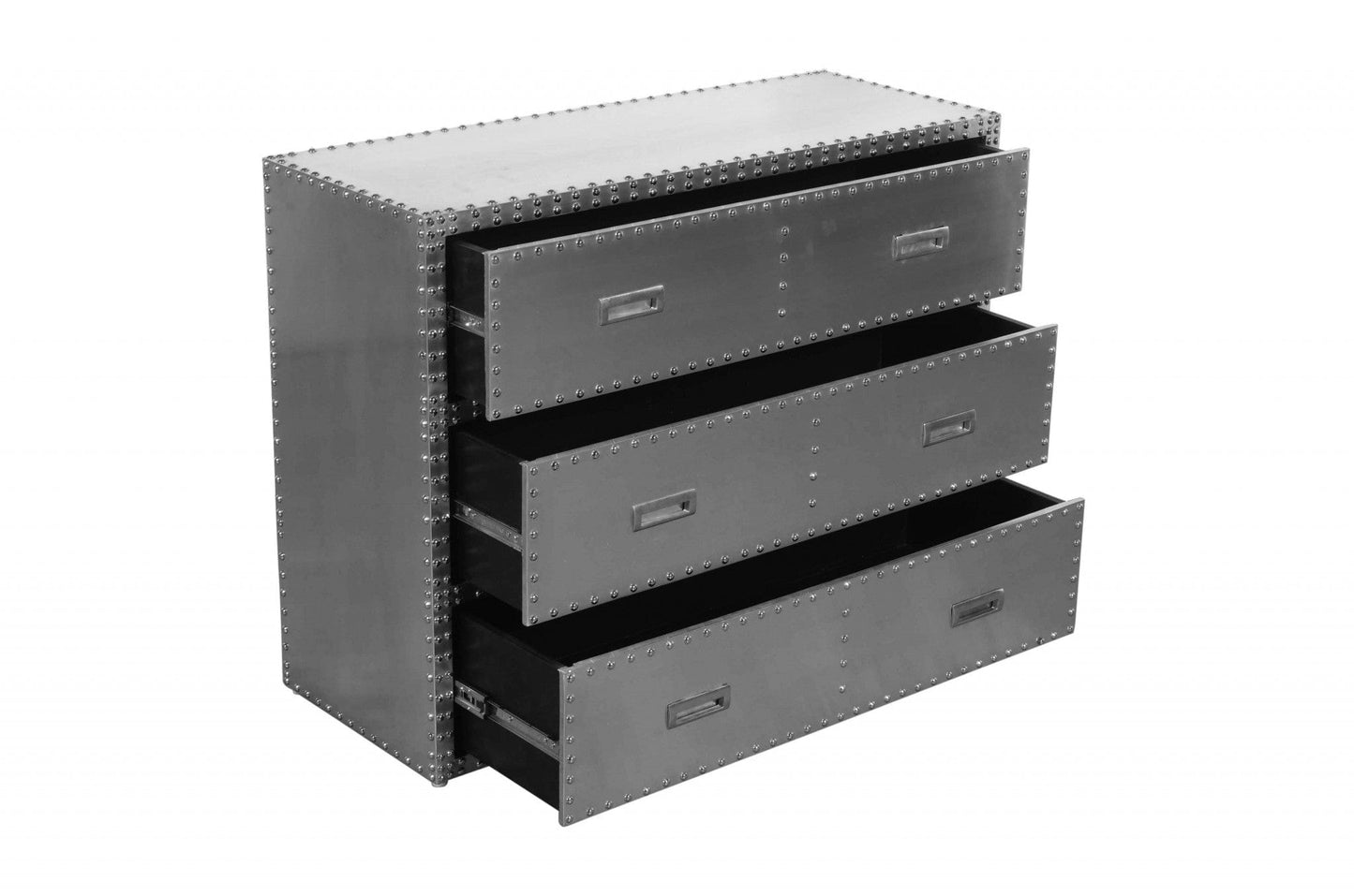 42" Silver Aluminum Three Drawer Standard Dresser