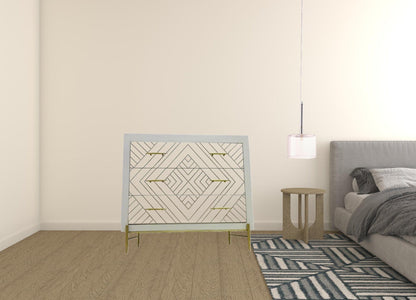 38" Ivory Solid Wood Three Drawer Standard Dresser