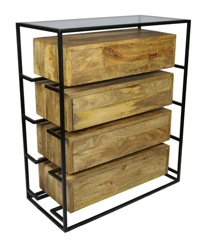 41" Natural Solid Wood Four Drawer Standard Chest