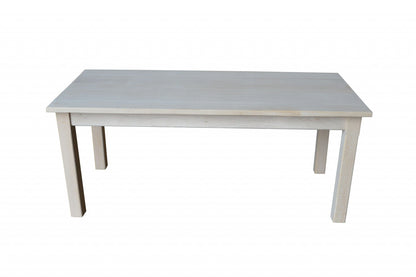44" Unfinished Solid Wood Rectangular Coffee Table