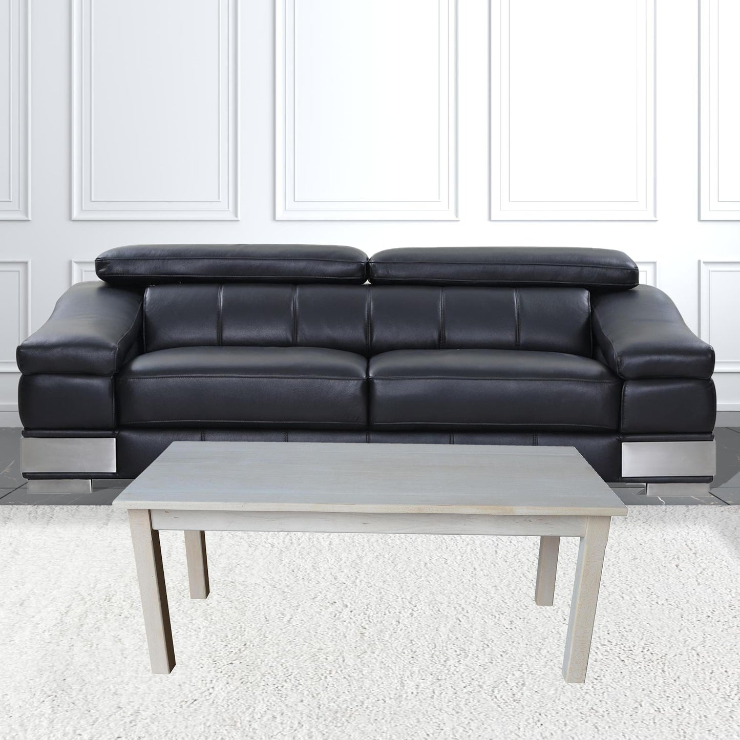 44" Unfinished Solid Wood Rectangular Coffee Table