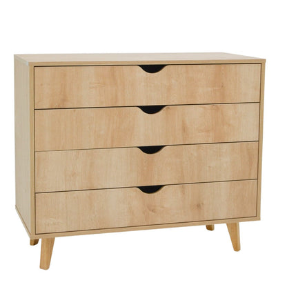 35" Natural Solid Wood Four Drawer Standard Dresser