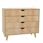 35" Natural Solid Wood Four Drawer Standard Dresser