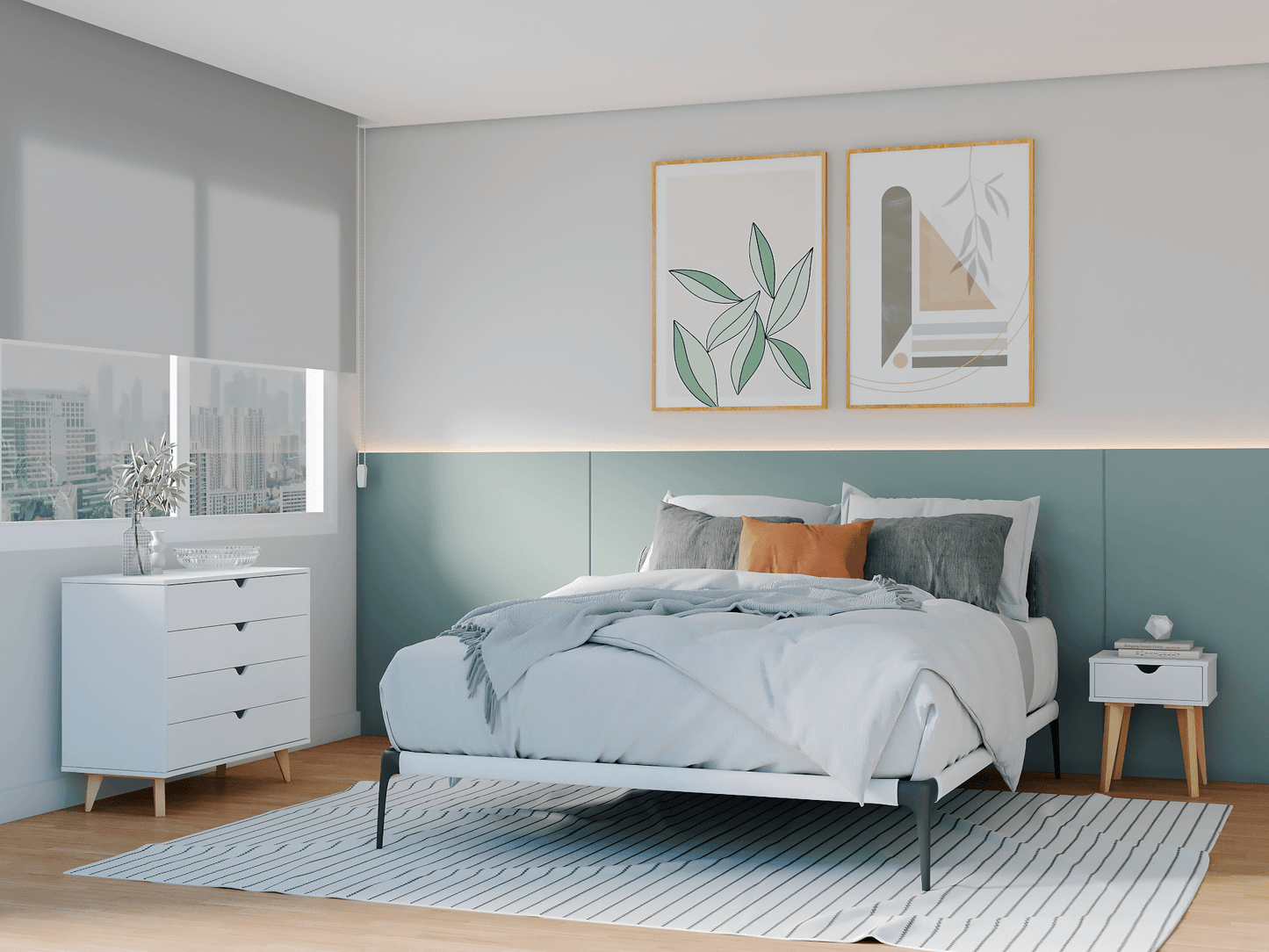 35" White Solid Wood Four Drawer Standard Dresser