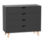 35" Black Solid Wood Four Drawer Standard Dresser