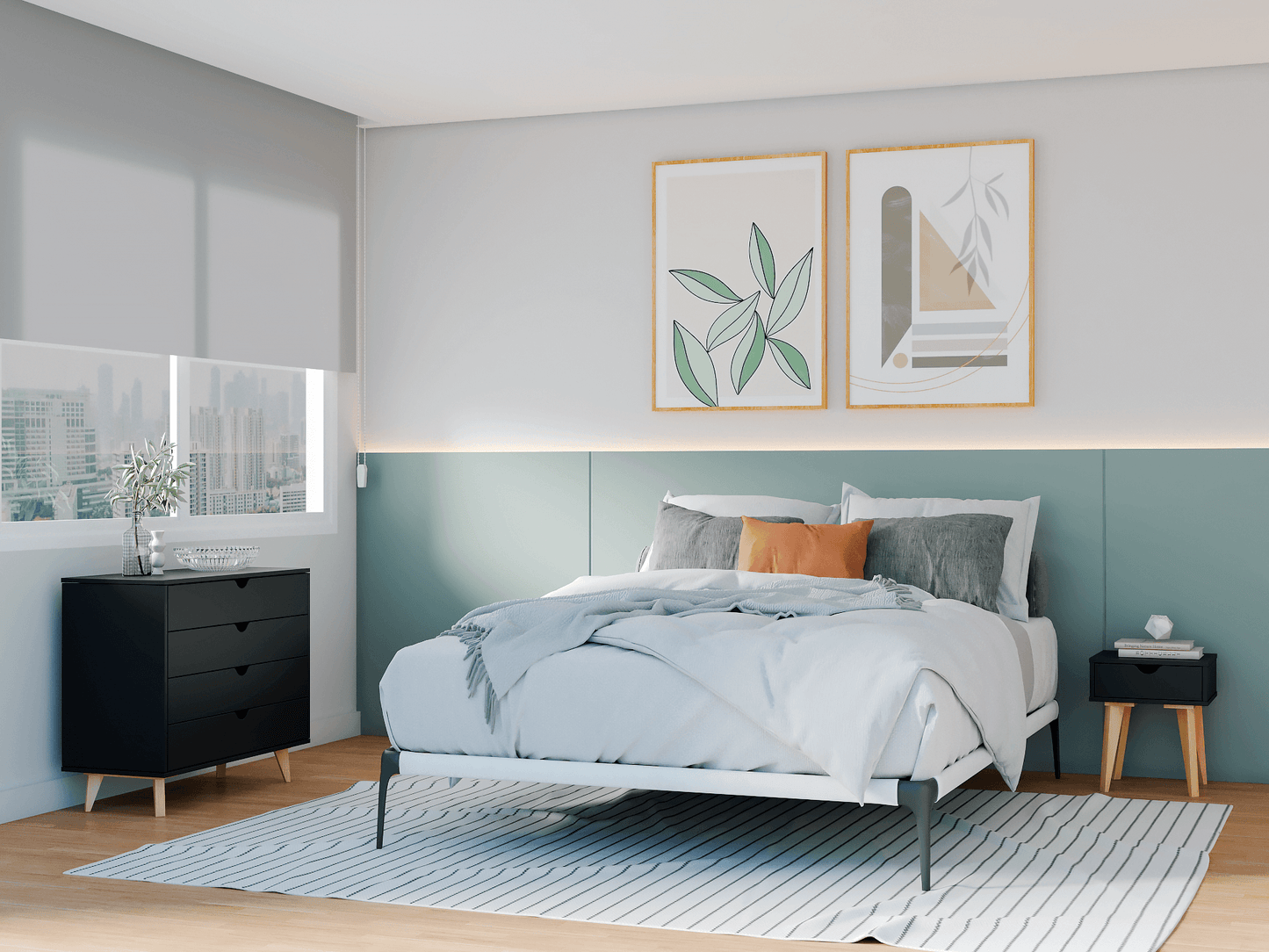 35" Black Solid Wood Four Drawer Standard Dresser