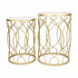 Set Of Two 25" Gold Mirrored And Steel Round Nested Tables