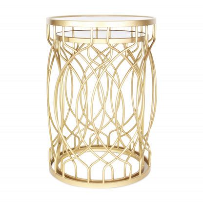 Set Of Two 25" Gold Mirrored And Steel Round Nested Tables