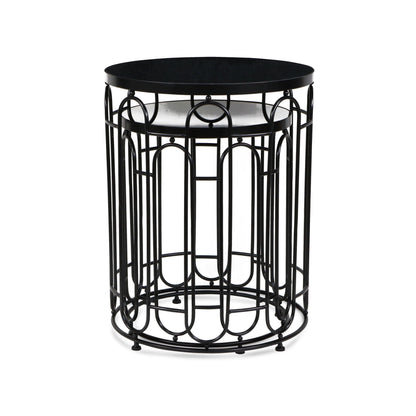 Set Of Two 24" Black Metal Round Nested Tables