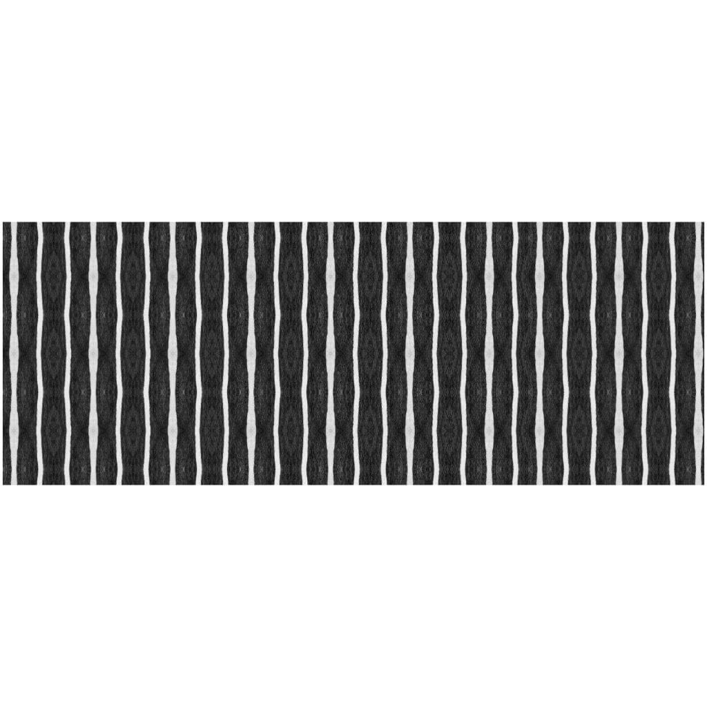 2' X 5' Black And White Modern Stripe Printed Vinyl Area Rug with UV Protection