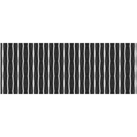 2' X 5' Black And White Modern Stripe Printed Vinyl Area Rug with UV Protection