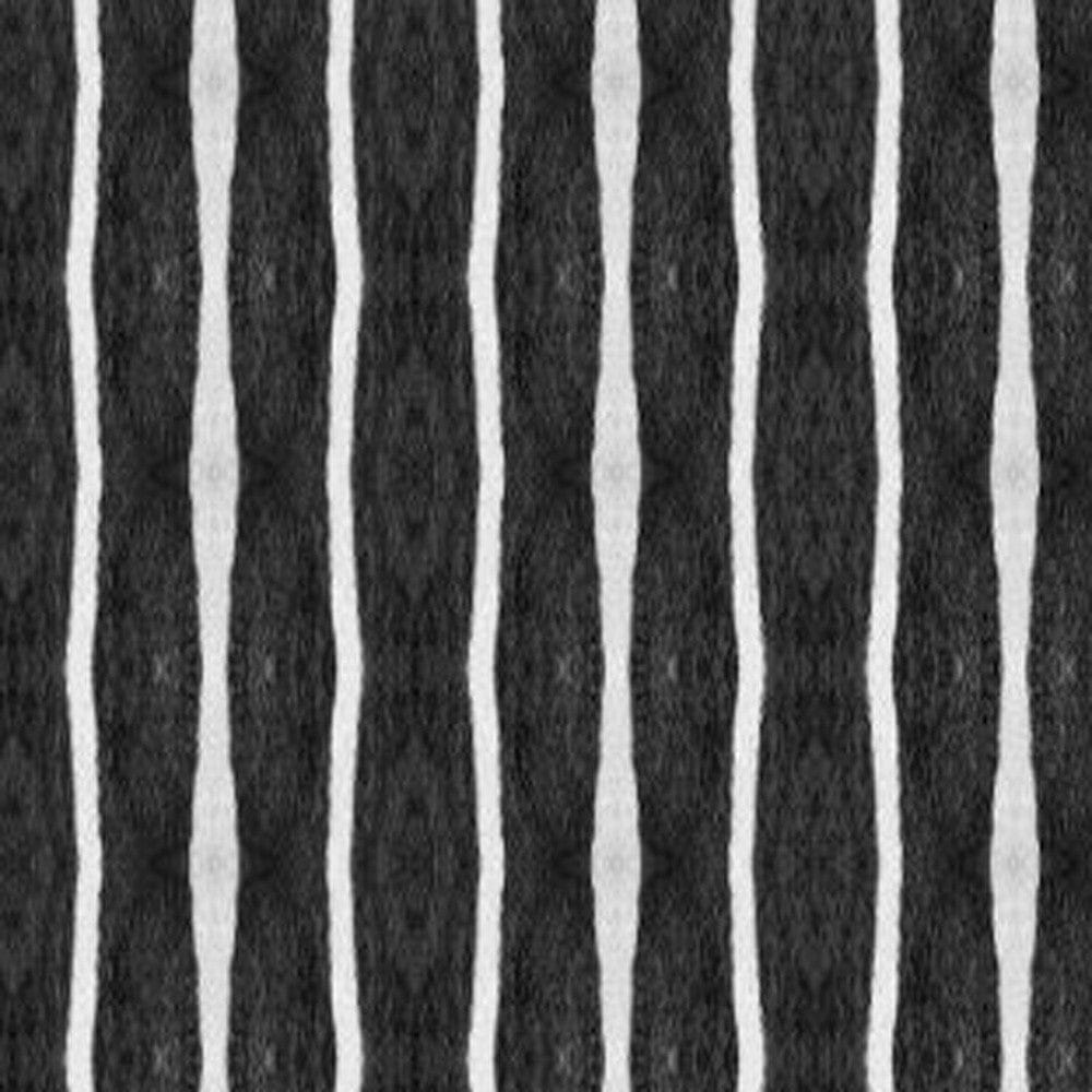 2' X 5' Black And White Modern Stripe Printed Vinyl Area Rug with UV Protection