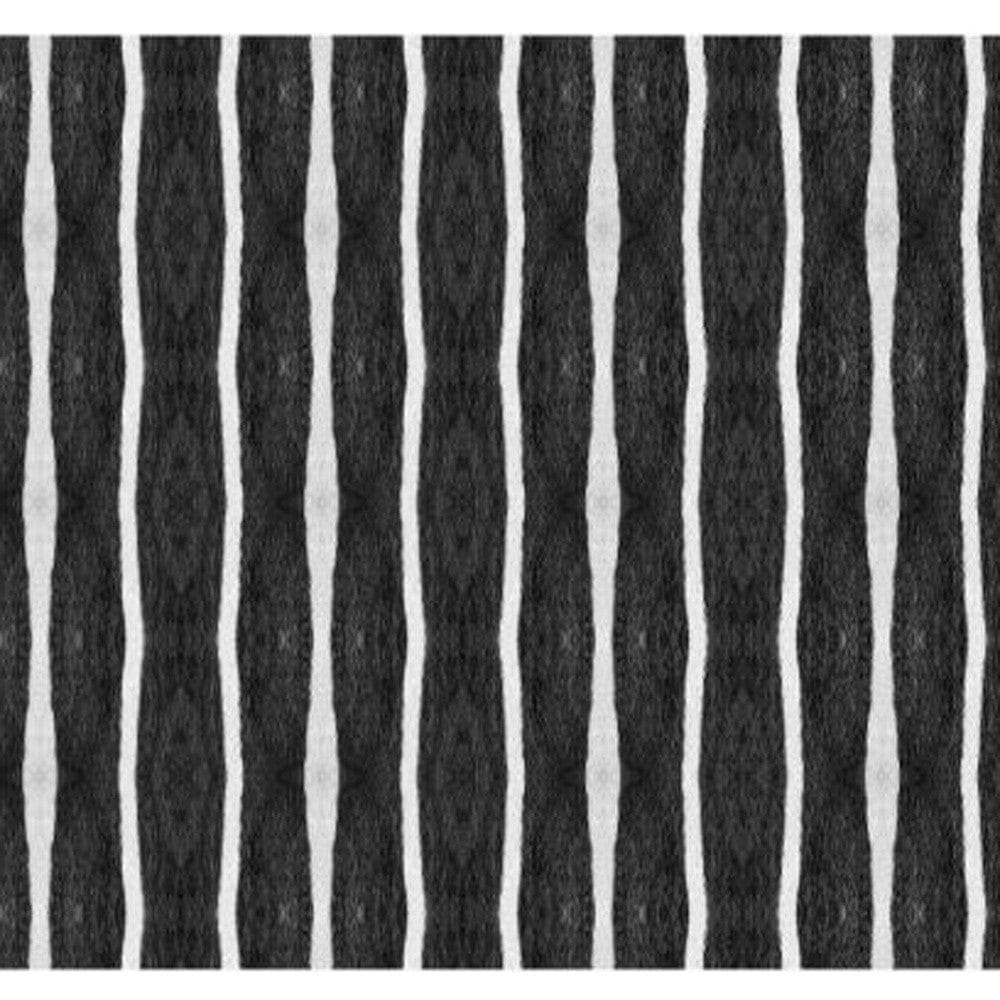 2' X 5' Black And White Modern Stripe Printed Vinyl Area Rug with UV Protection