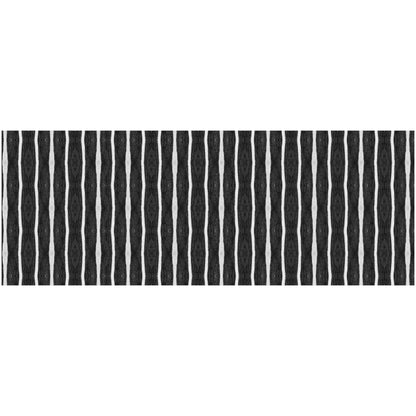 2' X 5' Black And White Modern Stripe Printed Vinyl Area Rug with UV Protection