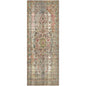 2' X 5' Red Brown And Blue Moroccan Printed Vinyl Area Rug With UV Protection