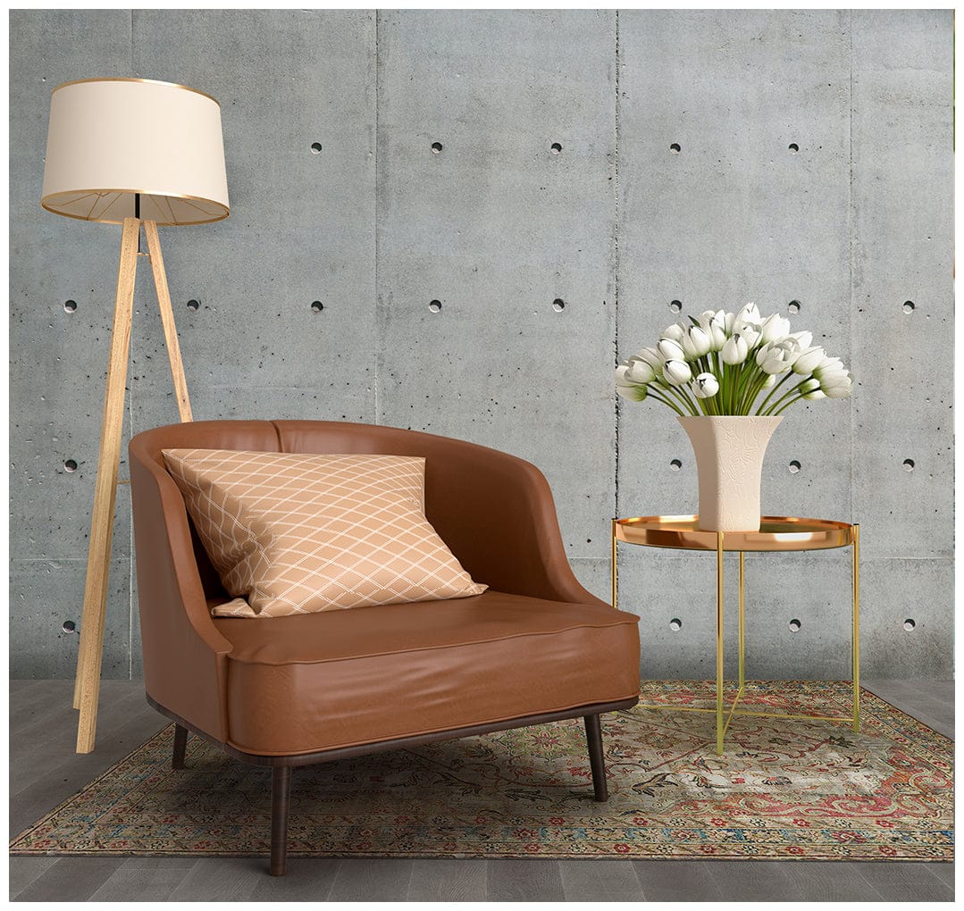 2' X 5' Red Brown And Blue Moroccan Printed Vinyl Area Rug With UV Protection