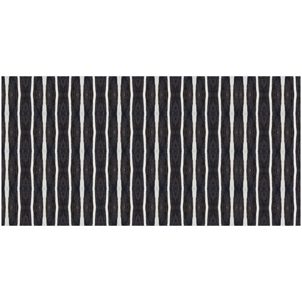 2' X 4' Black And White Modern Stripe Printed Vinyl Area Rug with UV Protection