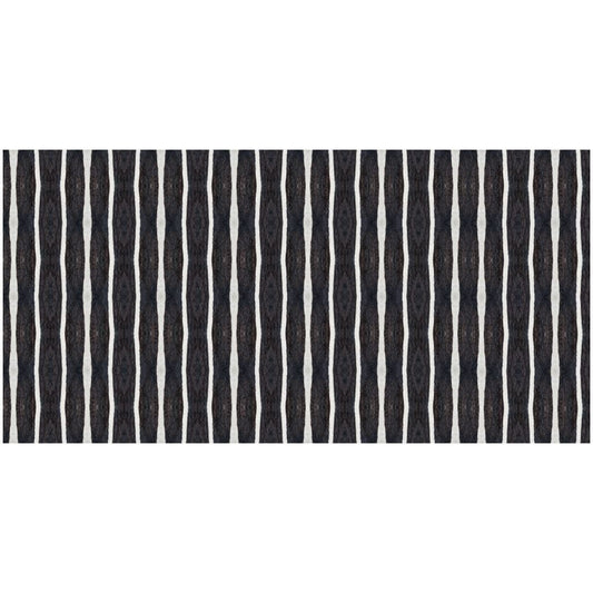 2' X 4' Black And White Modern Stripe Printed Vinyl Area Rug with UV Protection