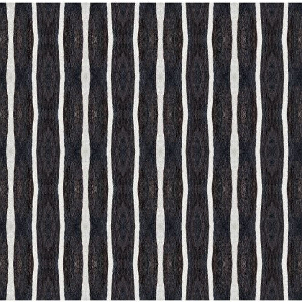 2' X 4' Black And White Modern Stripe Printed Vinyl Area Rug with UV Protection