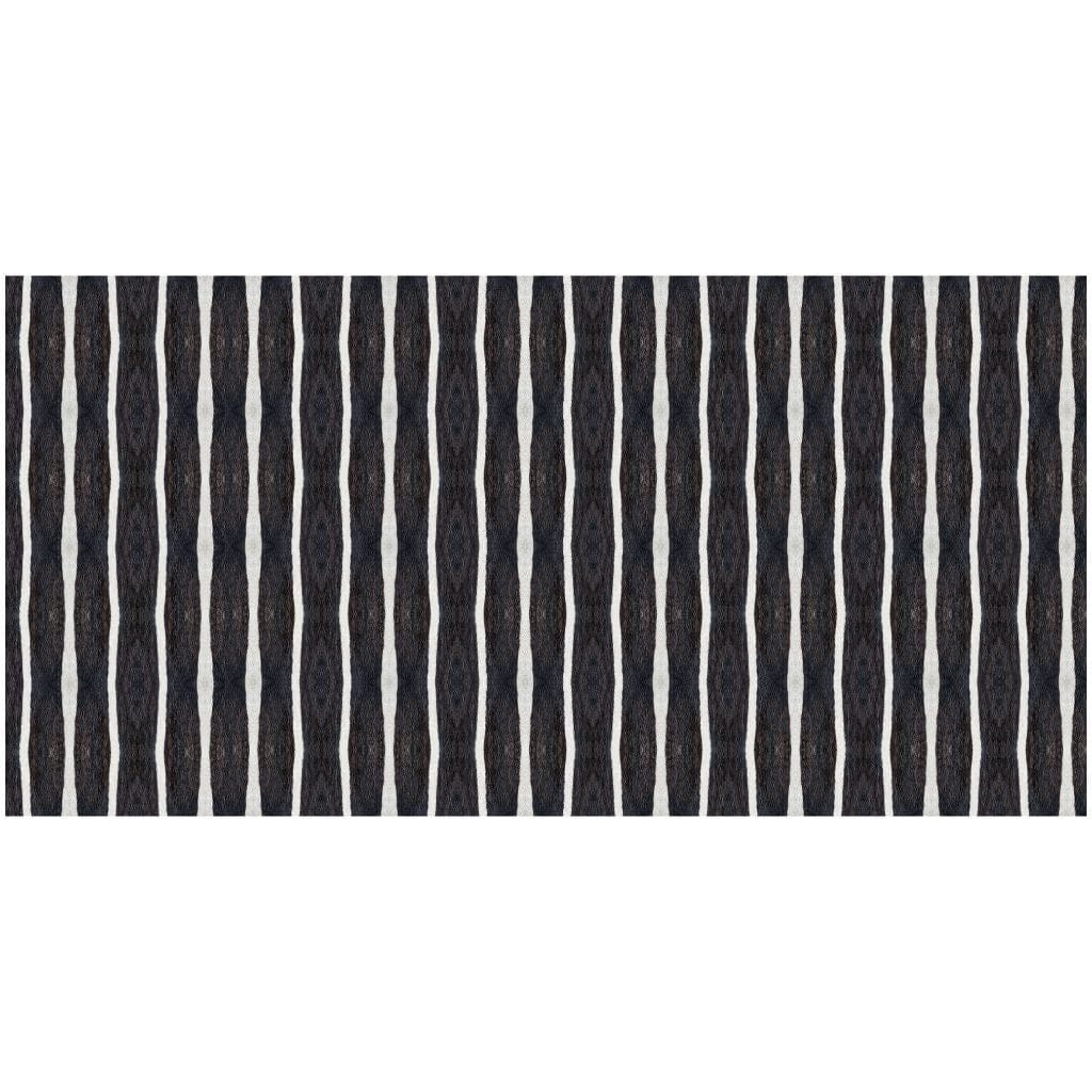 2' X 4' Black And White Modern Stripe Printed Vinyl Area Rug with UV Protection
