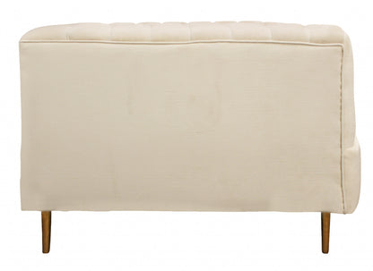 90" Ivory Channeled Velvet and Gold Standard Sofa