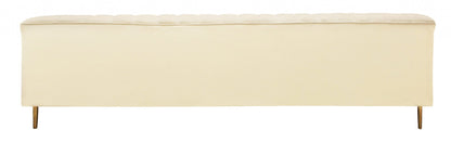 90" Ivory Channeled Velvet and Gold Standard Sofa