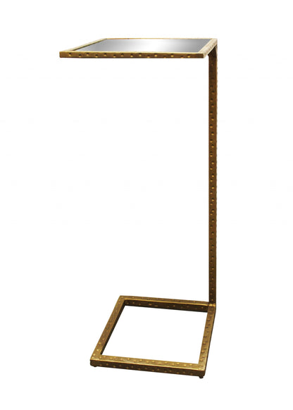 27" Brass And Silver Mirrored And Iron Square End Table