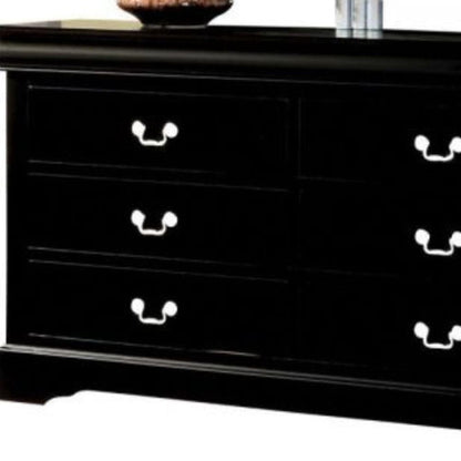 60" Black Manufactured Wood Six Drawer Standard Dresser