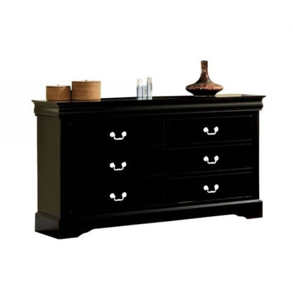60" Black Manufactured Wood Six Drawer Standard Dresser