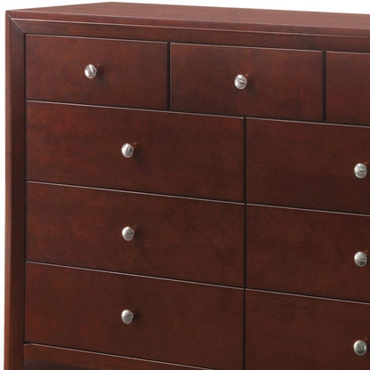55" Brown Cherry Manufactured Wood Nine Drawer Standard Dresser