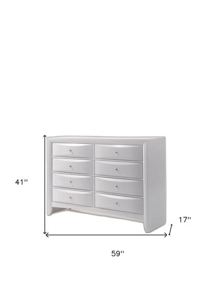 59" White Manufactured Wood Eight Drawer Standard Dresser