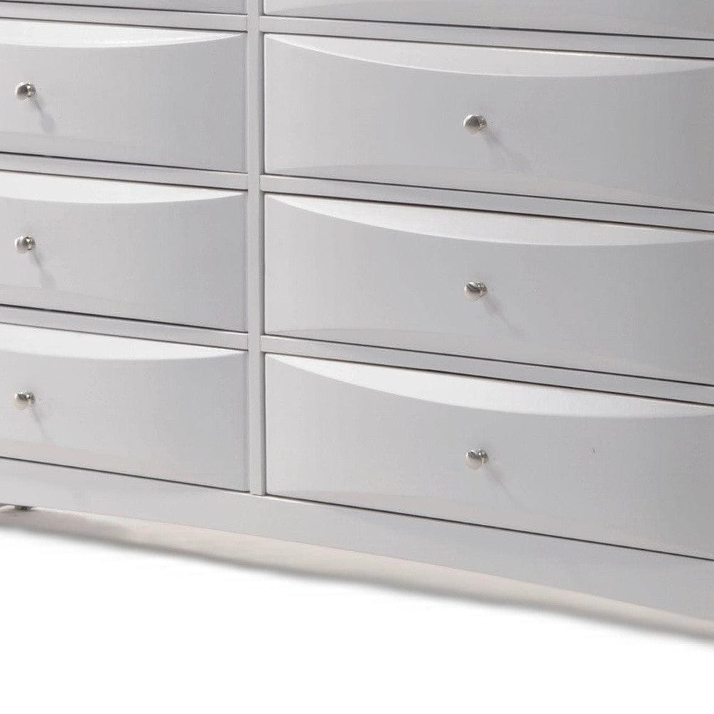 59" White Manufactured Wood Eight Drawer Standard Dresser