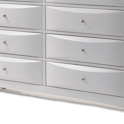 59" White Manufactured Wood Eight Drawer Standard Dresser