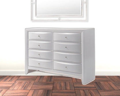 59" White Manufactured Wood Eight Drawer Standard Dresser